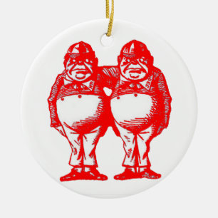 Red Tweedle Dee & Tweedle Dum Ceramic Tree Decoration