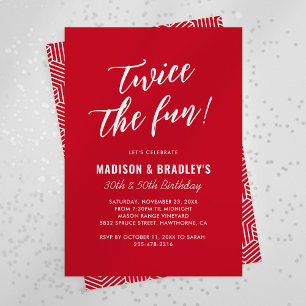 Red Twice the Fun Joint Birthday Invitation