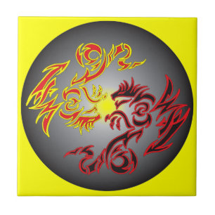 red twin moon dragon tile