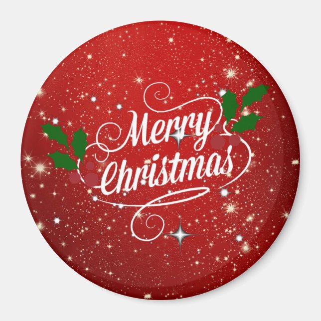 Red Twinkle Merry Christmas, Magnet (Front)