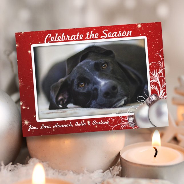 Red Twinkling Stars Christmas Big Photo Cards  (Creator Uploaded)