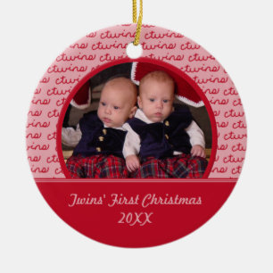 Red Twins' First Christmas Photo Ornament