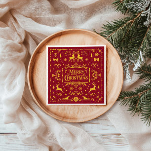 Red Typography Merry Christmas Holiday Napkin