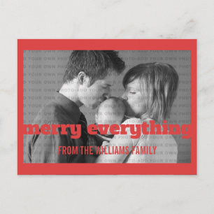 Red Typography Merry Everything Photo Postcard