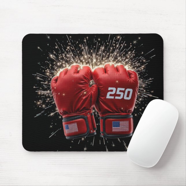Red UFC Fight Gloves For USA 250th Birthday Mouse Mat (With Mouse)