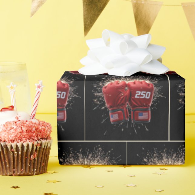Red UFC Fight Gloves For USA 250th Birthday Wrapping Paper (Birthday Party)