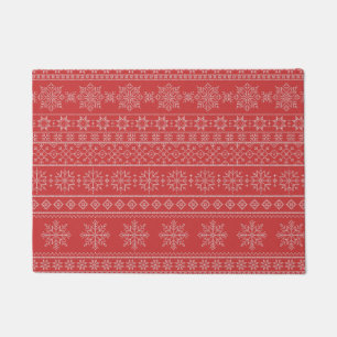 Red ugly sweater scandinavian christmas joy doormat