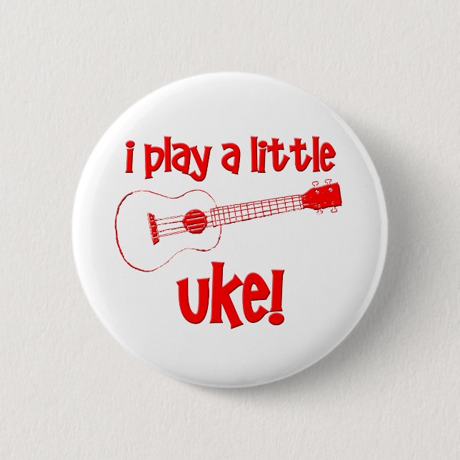 Red Ukulele 6 Cm Round Badge (Front)