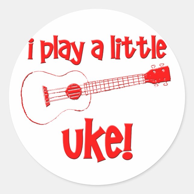 Red Ukulele Classic Round Sticker (Front)