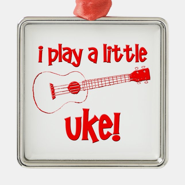 Red Ukulele Metal Tree Decoration (Front)