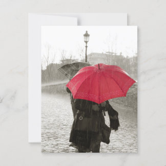 Red Umbrella Black and White Photography Postcard