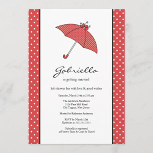 Red Umbrella Bridal Shower Invitation