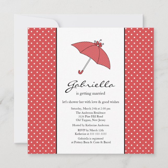 Red Umbrella Bridal Shower Invitation (Front)