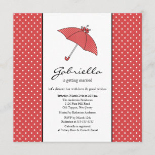 Red Umbrella Bridal Shower Invitation