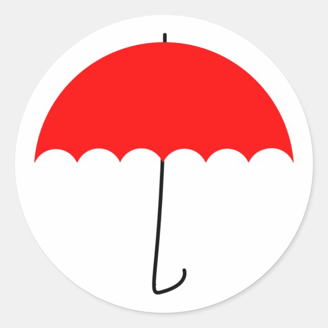 Red umbrella classic round sticker (Front)