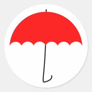Red umbrella classic round sticker