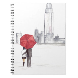 Red umbrella couple New York cool trendy beautiful Notebook