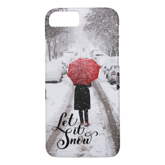 Red Umbrella in Winter Wonderland – Let It Snow Case-Mate iPhone Case (Back)