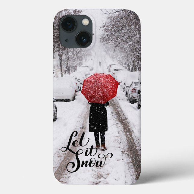 Red Umbrella in Winter Wonderland – Let It Snow Case-Mate iPhone Case (Back)