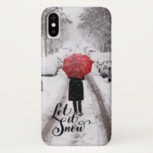 Red Umbrella in Winter Wonderland – Let It Snow iPhone X Case