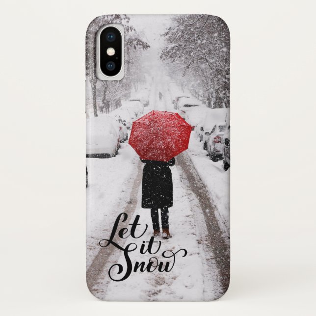 Red Umbrella in Winter Wonderland – Let It Snow Case-Mate iPhone Case (Back)