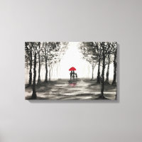 Red umbrella love couple Canvas art