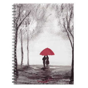 Red umbrella love couple notebook