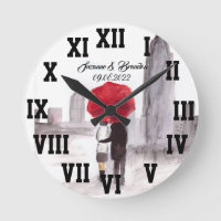 Red umbrella Love Couple Roman Numbers Wedding Rou