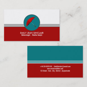 Red Umbrella Retro Design, Meteorologist Business Card