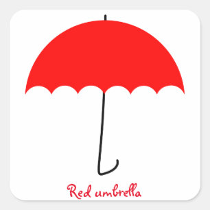 Red umbrella square sticker