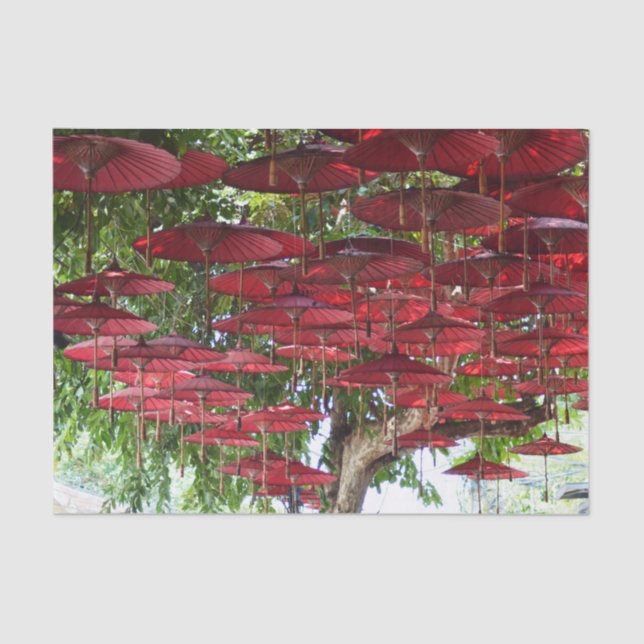 Red Umbrellas in the Sky - Asian Tissue Paper (Front)