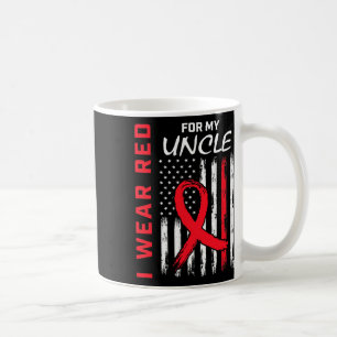 Red Uncle Heart Disease Awareness Flag Niece Nephe Coffee Mug