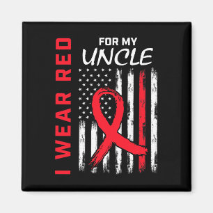 Red Uncle Heart Disease Awareness Flag Niece Nephe Magnet