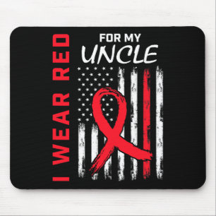 Red Uncle Heart Disease Awareness Flag Niece Nephe Mouse Mat