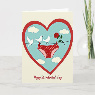 Red Undies Rose Valentine Card
