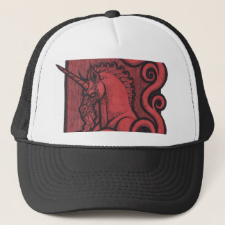 Red Unicorn Black Trucker Hat Cap