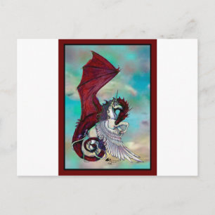 Red Unicorn Horse Pony Dragon Reptile Monster Postcard
