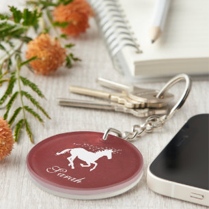 Red Unicorn Personalise Acrylic Keychain