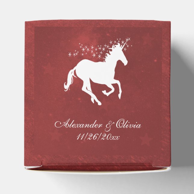 Red Unicorn Wedding Favour Box (Top)