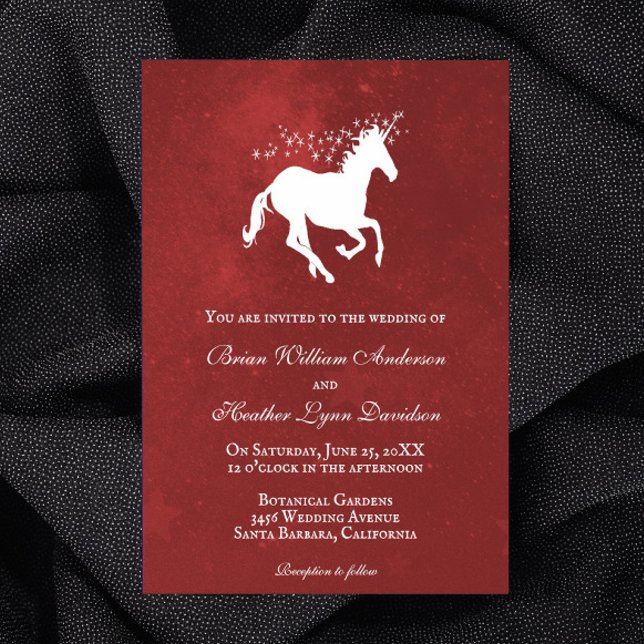 Red Unicorn Wedding Invitation (Red Unicorn Wedding Invitation)