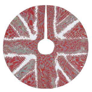 Red Union Jack Liquid Art, Wild Animal Patterned Brushed Polyester Tree Skirt