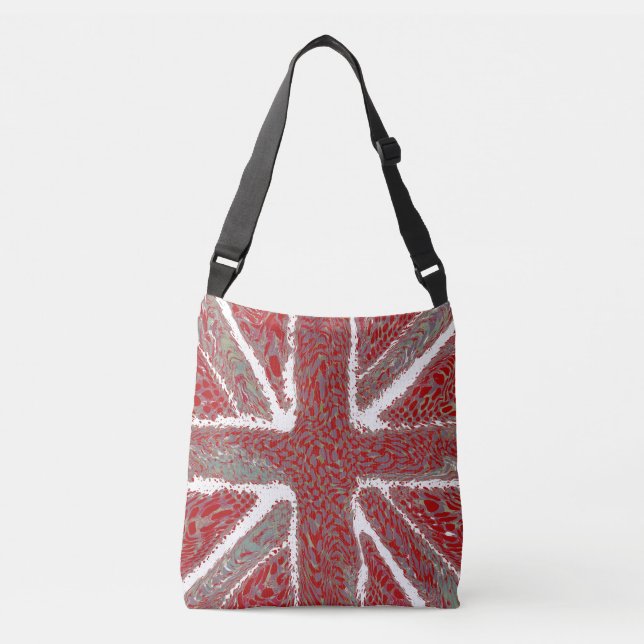 Red Union Jack Liquid Art, Wild Animal Patterned Crossbody Bag (Front)