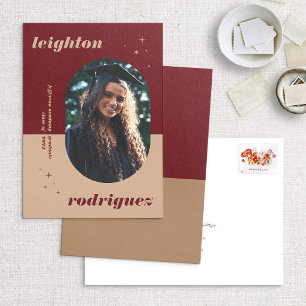 Red Unique Rounded Photo Graduation Announcement
