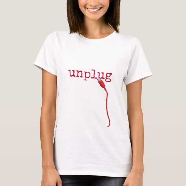 Red UNPLUG Text  T-Shirt (Front)
