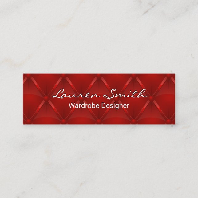 Red Upholstered Fabric Mini Business Card (Front)