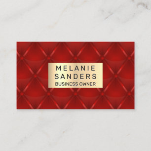 Red Upholstered   Gold Metallic Business Card