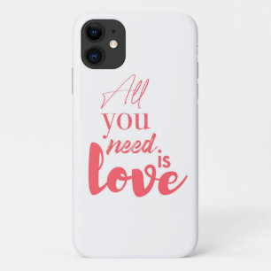 Red, urban graphic design "All you need is love" iPhone 11 Case