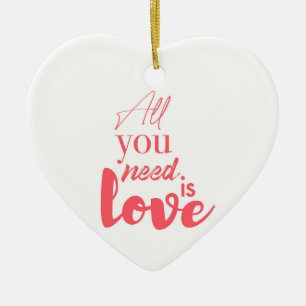 Red, urban graphic design "All you need is love" Ceramic Tree Decoration