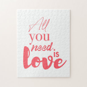 Red, urban graphic design "All you need is love" Jigsaw Puzzle