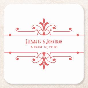 Red v2 Fancy Ornamental Paper Coasters